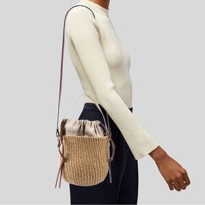 Chloe Woody small leather-trimmed raffia basket bag